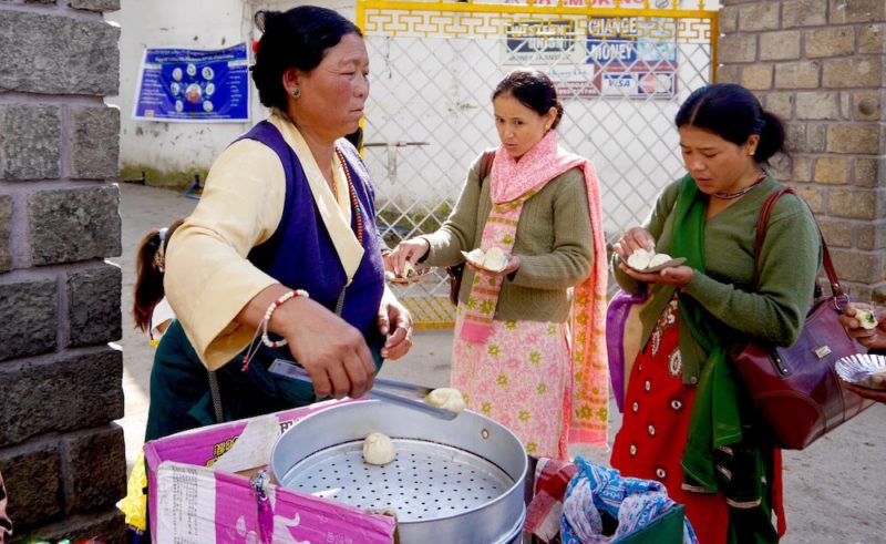 Tibetan lady selling momo, McLeod Ganj, Dharamsala, India